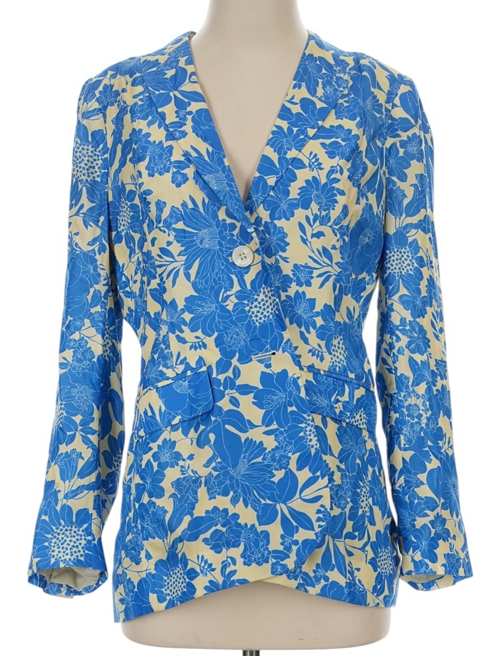 J. Crew Drapey Long Parke Printed Blazer in Cupro Blend size 4 Sail Blue Classic